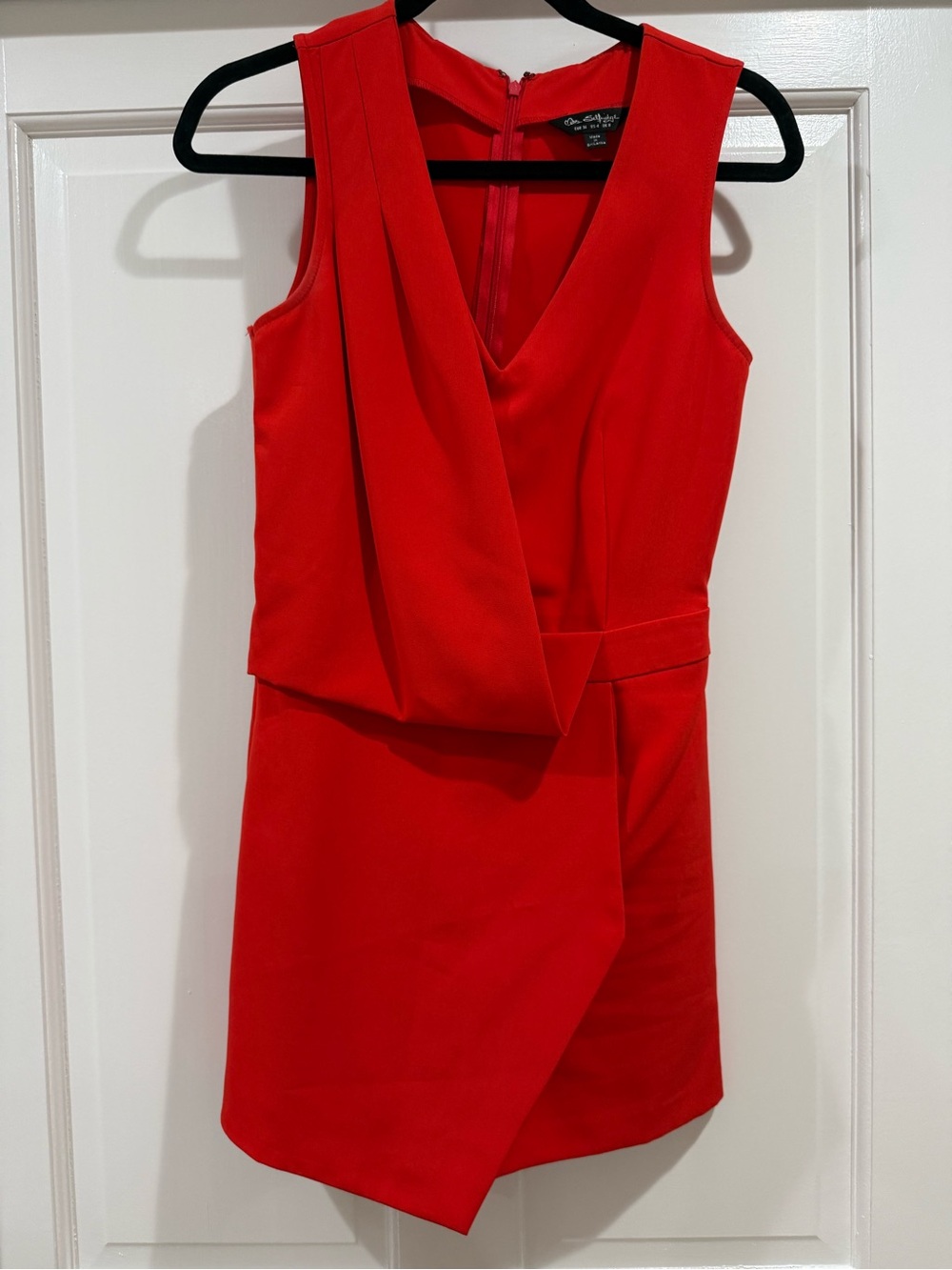 Miss Selfridge Red Sleeveless Draped V-Neck Mini Dress
